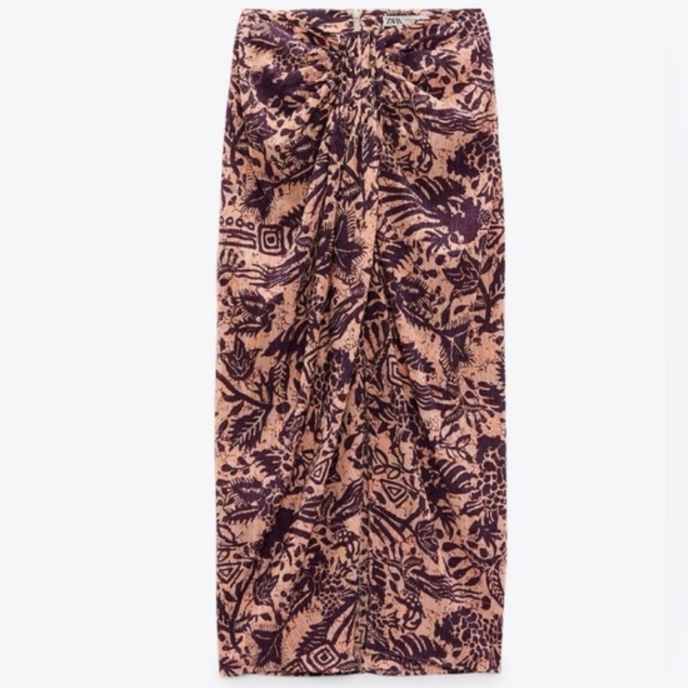 Zara printed sarong midi Skirt